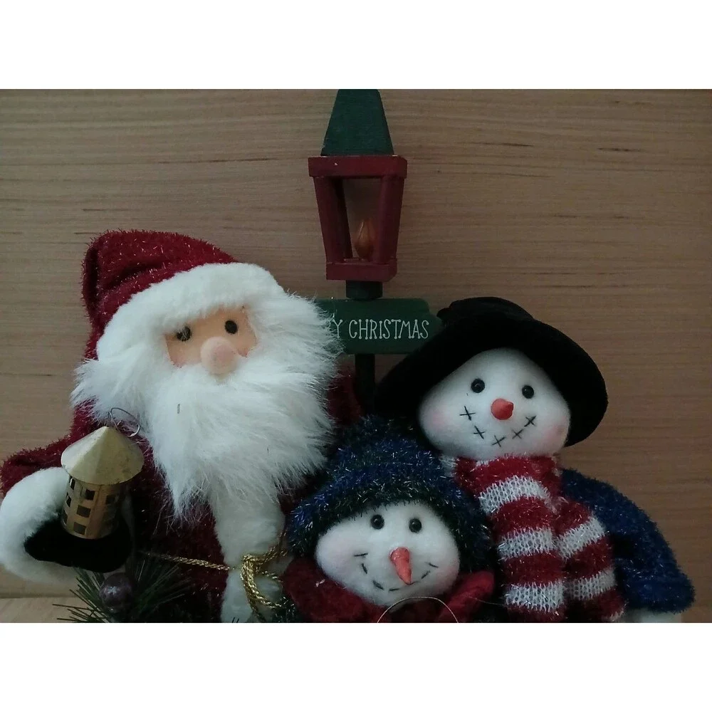 Merry Christmas Stuffed Santa Claus & Snowmen Figurines Holiday Decoration